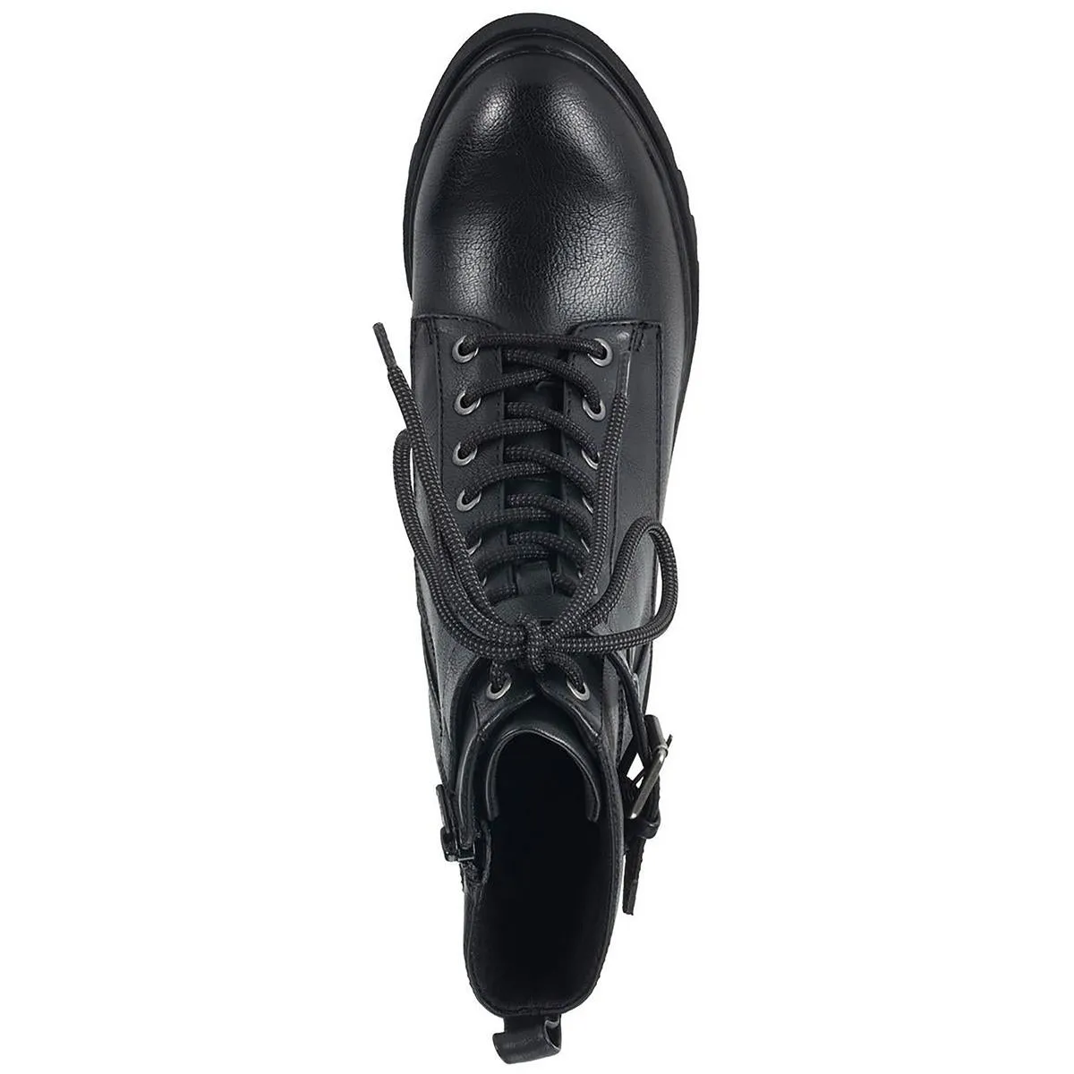Baretraps Womens Dani Faux Leather Lug Sole Combat & Lace-Up Boots