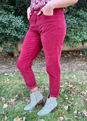 Cranberry Crush Relaxed Fit Cords by KanCan