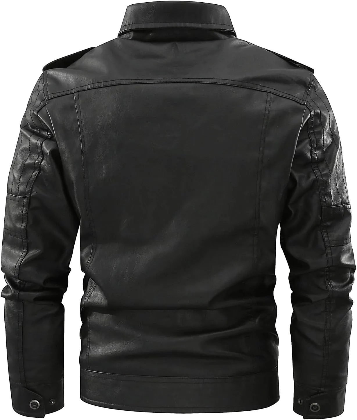 Dgoopd Men Leather Jacket Stand Collar Moto Jacket Vintage Motorcycle Jacket Zip up Faux Leather Jacket Casual Biker Jacket