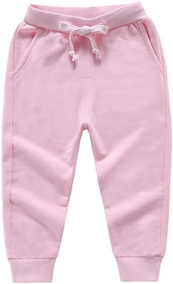 Ding-dong Baby Toddler Kid Boy Solid Cotton Active Pants Casual Drawstring Jogger Sport Jogger Pants