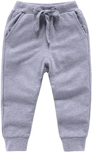 Ding-dong Baby Toddler Kid Boy Solid Cotton Active Pants Casual Drawstring Jogger Sport Jogger Pants