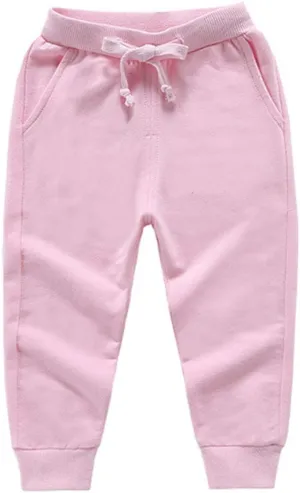 Ding-dong Baby Toddler Kid Boy Solid Cotton Active Pants Casual Drawstring Jogger Sport Jogger Pants