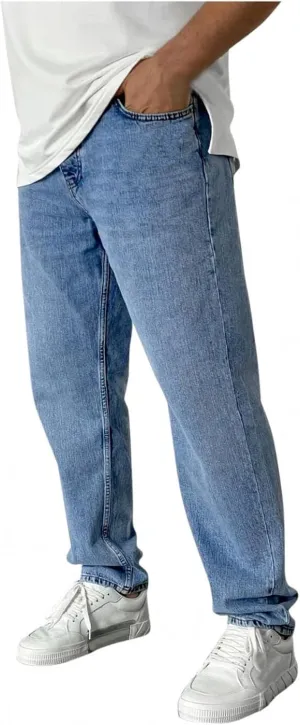 Mens Baggy Jeans Casual Wide Leg Jeans Loose Fit for Hip Hop Streetwear Straight Leg Denim Pants with Relaxed Fit