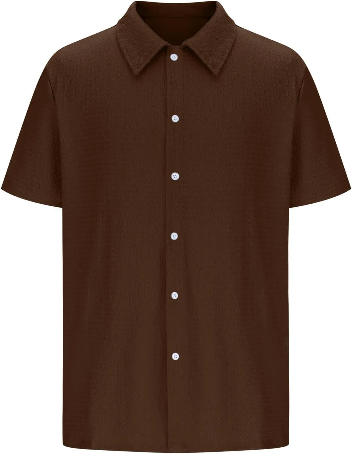 Men's Button Down Short Sleeve Shirts Dressy Casual Lapel Collar Textured Top Summer Beach Vacation Wedding Shirts
