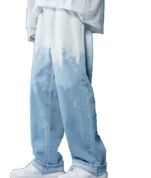 Mens Fashion Baggy Jeans Loose Fit Straight Wide Leg Denim Pants Relaxed Fit Trousers Streetwear