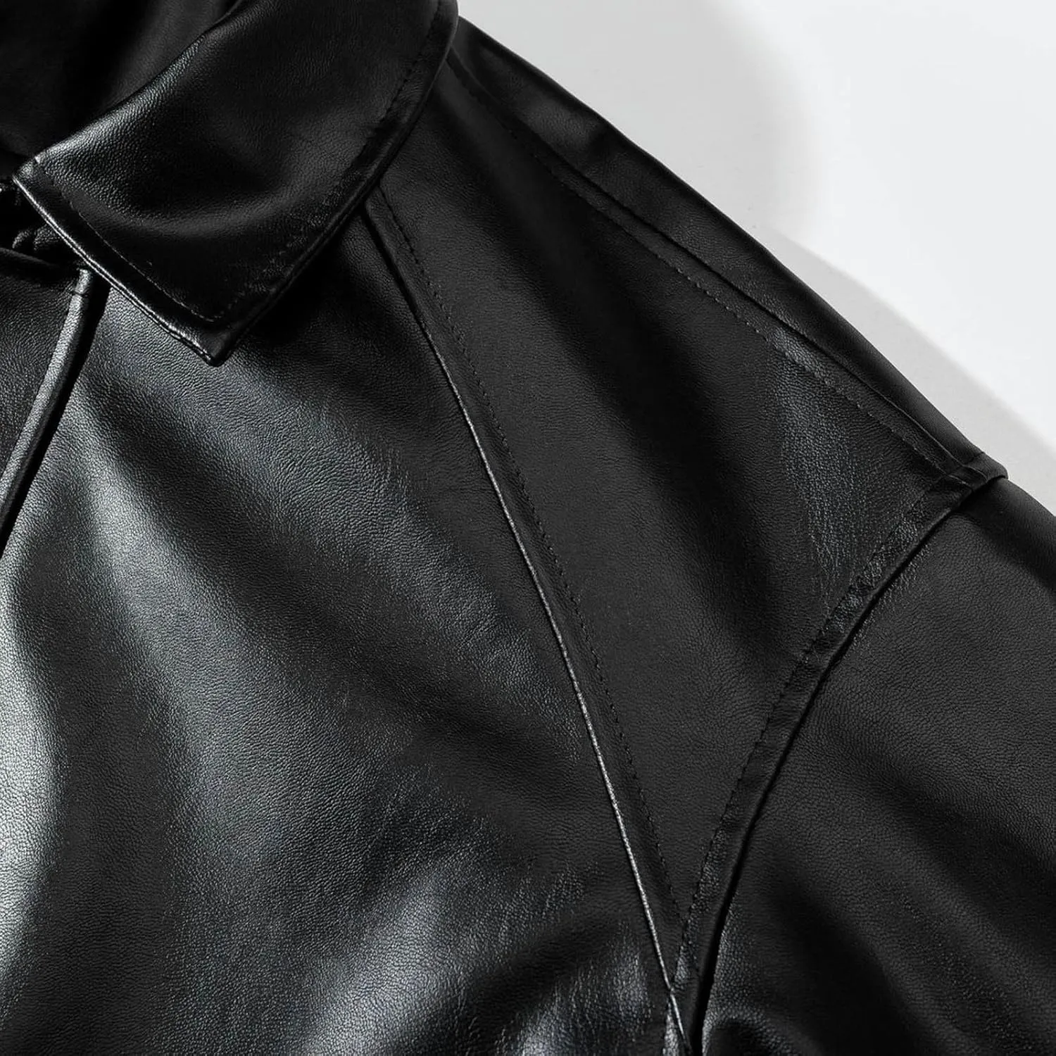 Mens Oversized Leather Jackets Zip Up Faux Bomber Jacket 90s Vintage Biker Racing Moto Jacket Coat with Pockets