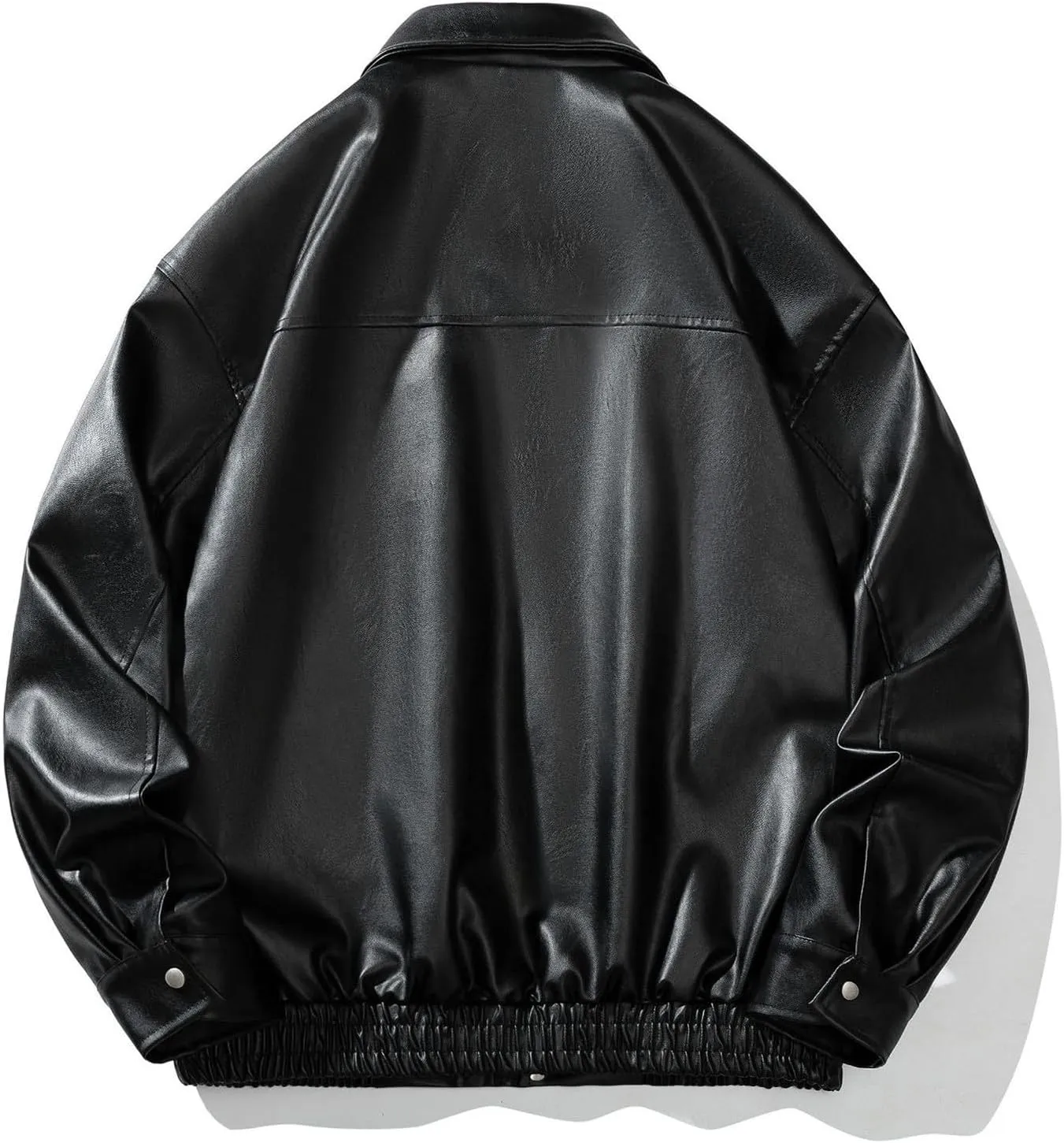 Mens Oversized Leather Jackets Zip Up Faux Bomber Jacket 90s Vintage Biker Racing Moto Jacket Coat with Pockets