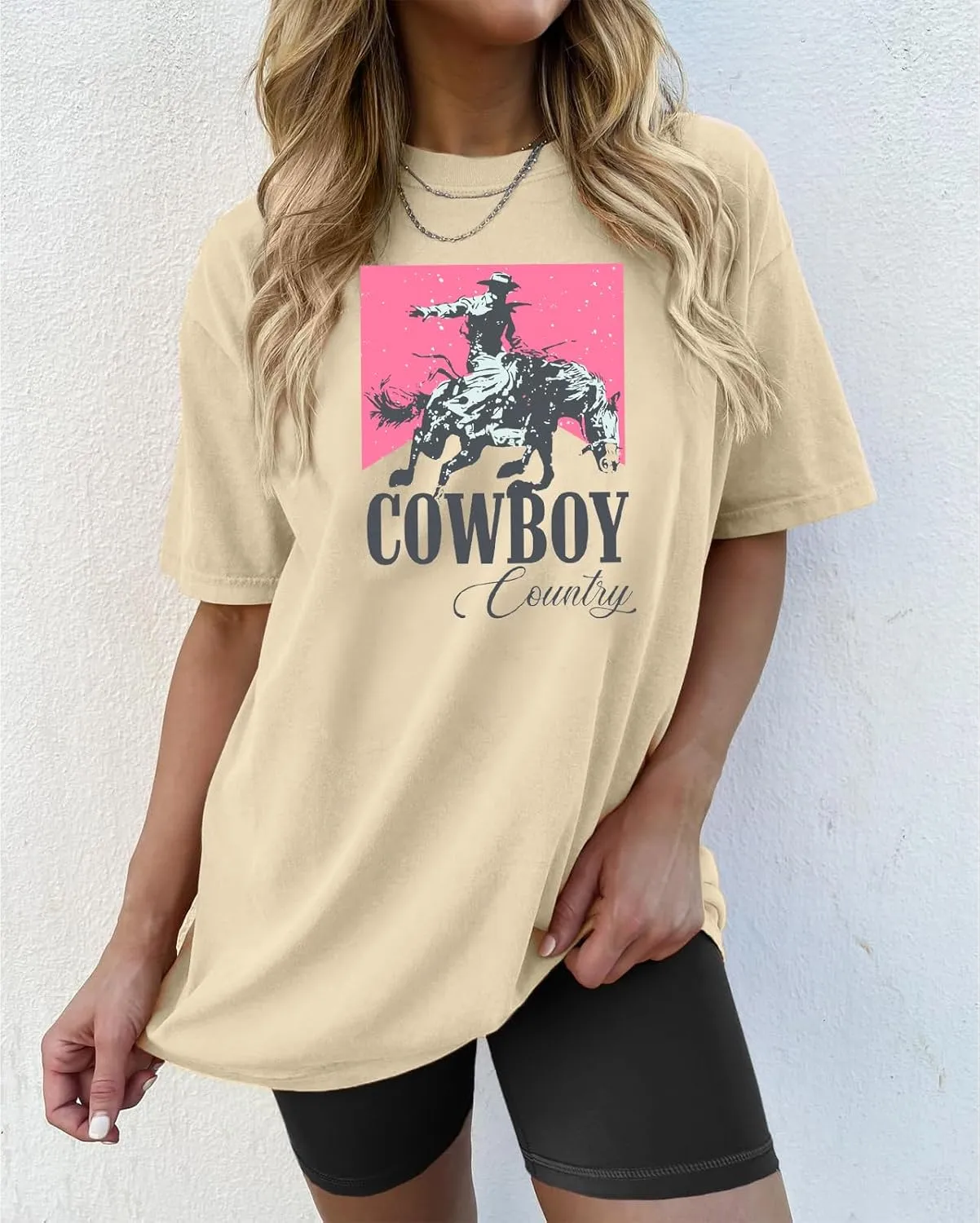 Oversized Cowboy Country Shirt Women: Cowgirl Country Music Shirt Rodeo Graphic Tee Casual Loose Western Top
