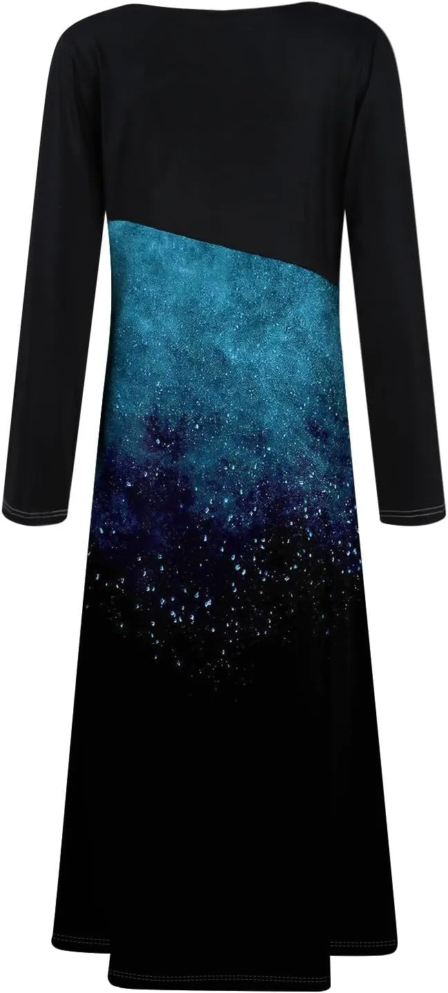 Spring Dresses for Women 2025 Midi V Neck Long Sleeve Flowy Work Casual Ladies Cruise Fitted Dress