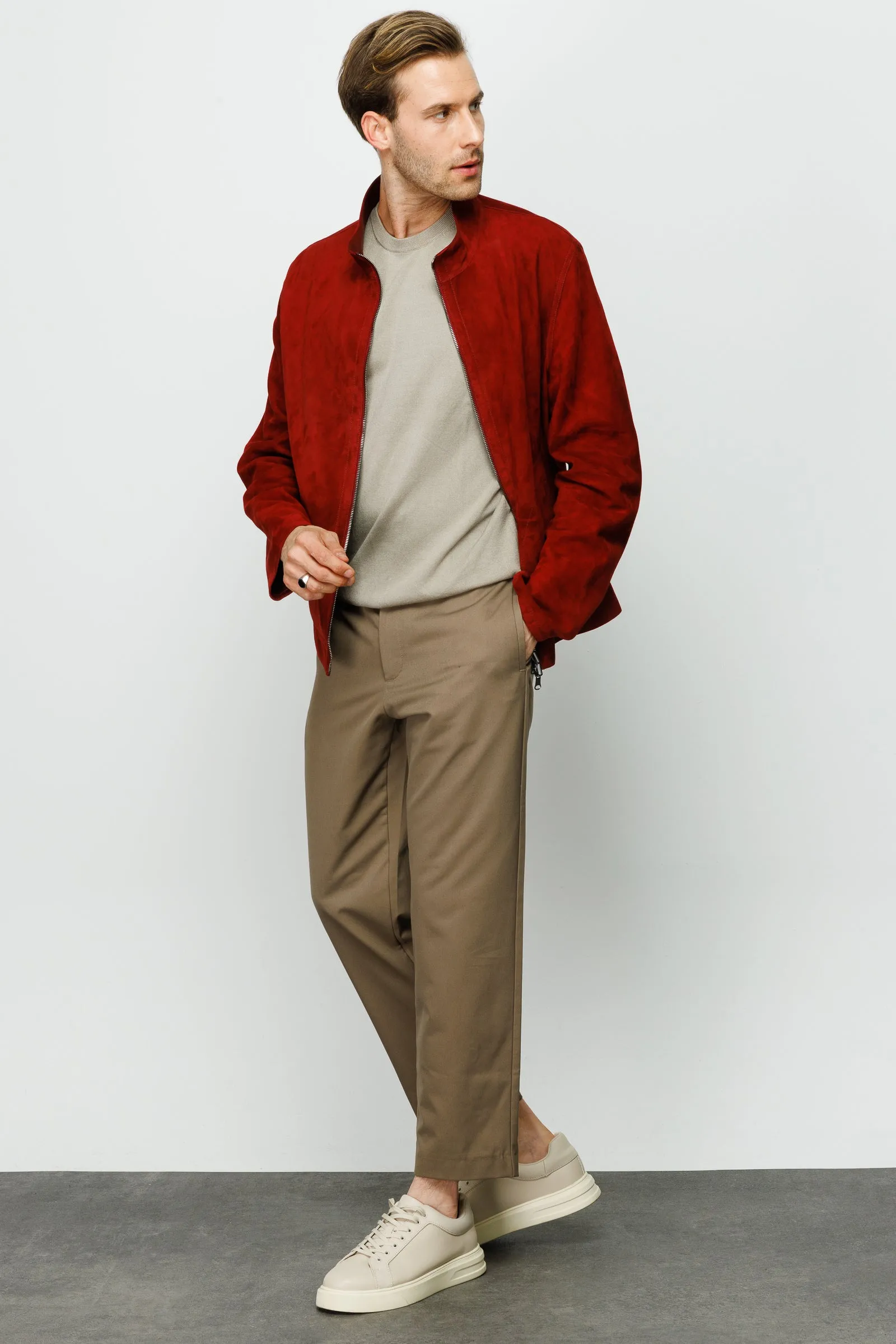 The Alba Burgundy Leather Men Jacket