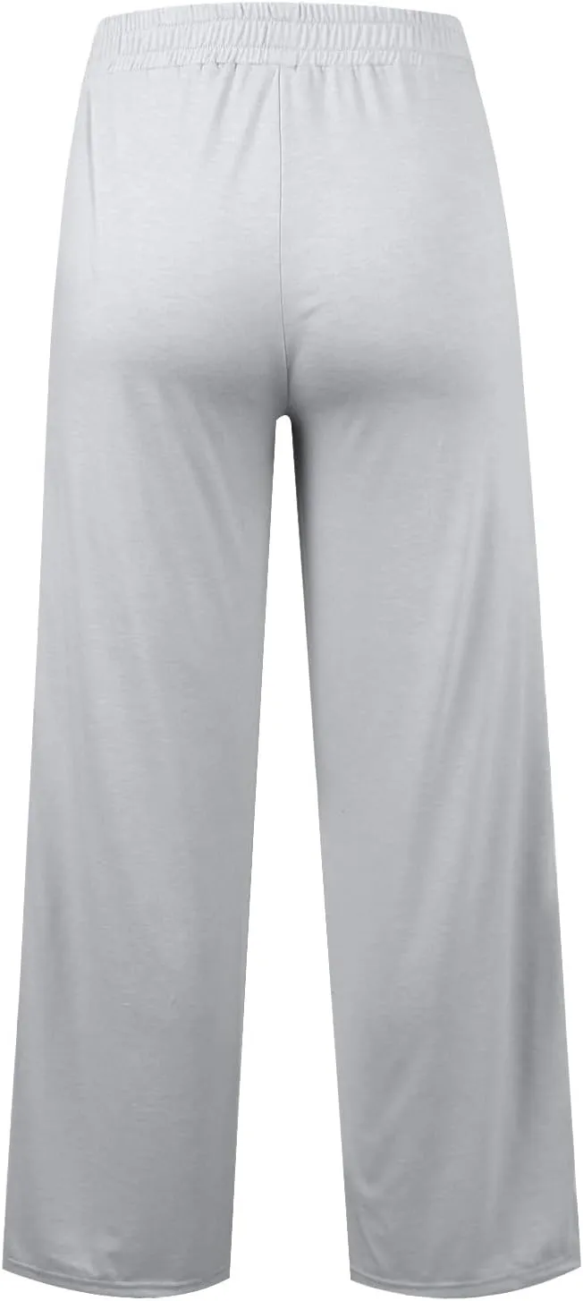 Wide Leg Sweatpants Women Baggy Casual Drawstring Waist Athletic Pants Trendy Workout Lounge Pants with Pockets