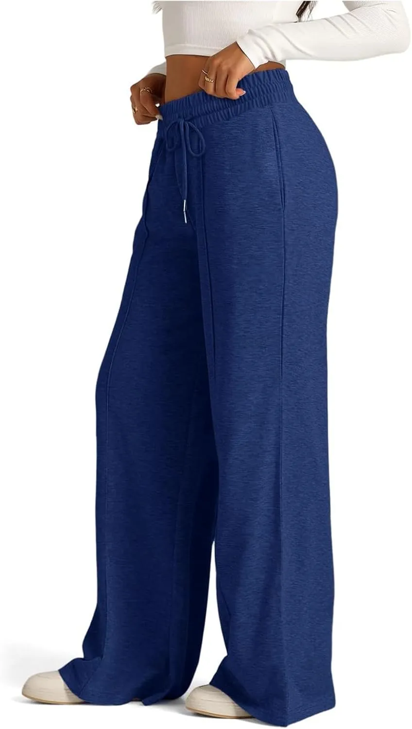 Wide Leg Sweatpants Women Baggy Casual Drawstring Waist Athletic Pants Trendy Workout Lounge Pants with Pockets
