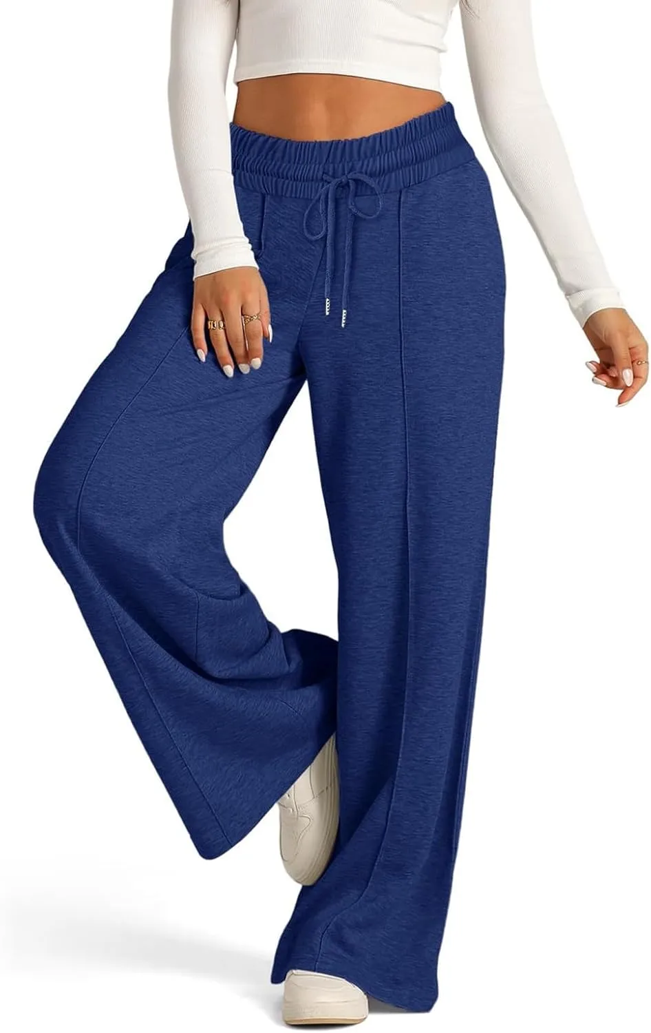 Wide Leg Sweatpants Women Baggy Casual Drawstring Waist Athletic Pants Trendy Workout Lounge Pants with Pockets