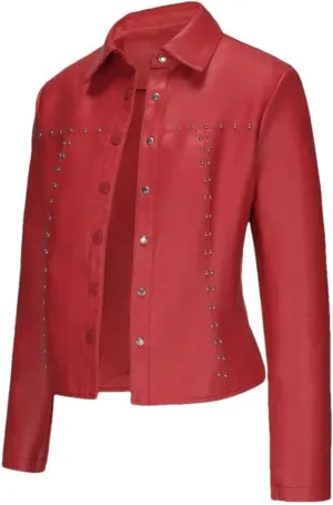 Women's Single Breasted Short Slim Fit Leather Jacket Female Moto Biker Jackets Solid Lapel Jackets