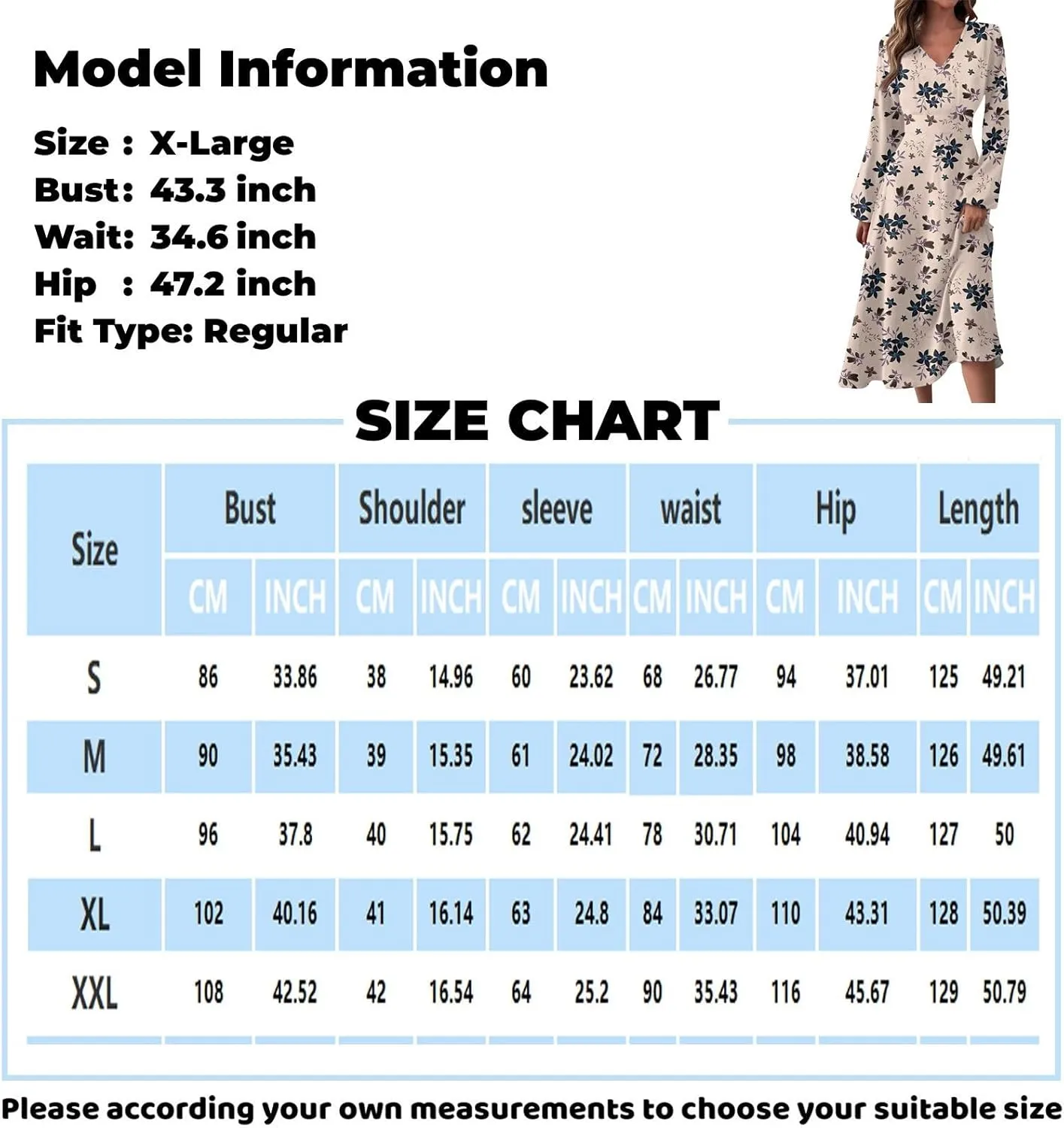 Womens Spring Dresses 2025 V Neck Long Sleeve Midi Work Casual Vacation Summer Western Curvy Dress